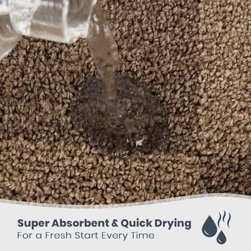 PURRUGS Bathroom Rug Non-Slip Machine Washable 20" x 30", Super Absorbent and Quick-Dry Bath Mat, Extra Soft and Plush Bath Rug for Shower, Bathtub and Sink, Grayish Brown & Coffee