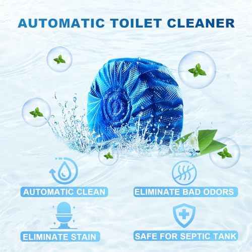 Msvvko Toilet Bowl Cleaners, Automatic Toilet Tank Cleaner Tablets, Blue Toilet Bowl Cleaner Tablets for Deodorizing & Descaling, Powerful Cleaning, Slow-Release Against Tough Stains 20 Pack
