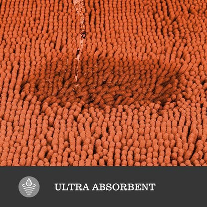 Yeaban Chenille Burnt Orange Bathroom Rug 17"x24", Non-Slip Rubber Backing