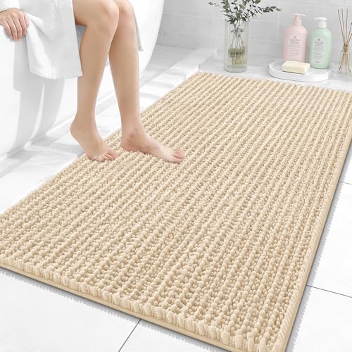 OLANLY Large Bathroom Rugs 44x32, Thick Soft Absorbent Chenille Bath Rugs