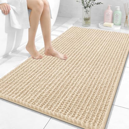 OLANLY Large Bathroom Rugs 44x32, Thick Soft Absorbent Chenille Bath Rugs