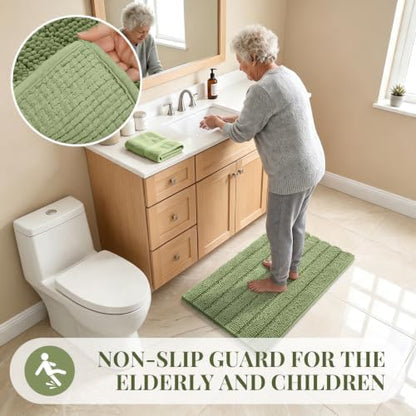 Bcoimo Small Bath Rug Mat,Sage Chenille High Absorbent Bathroom Floor Mats