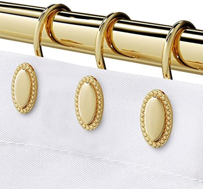 Gold Shower Curtain Hooks Rings, Zinc Alloy with Anti-Rust Coating