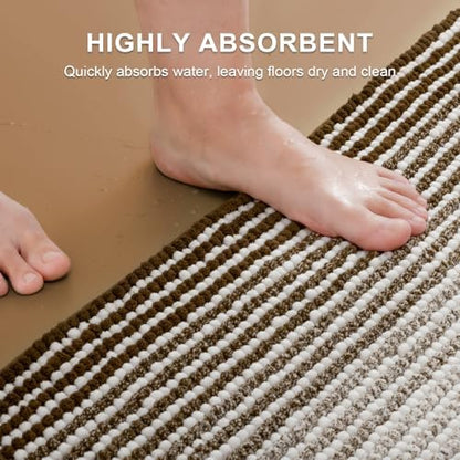 BSICPRO Bathroom Rugs Sets 2 Piece, 32"x20" + U-Shaped 24"x20", Coffee