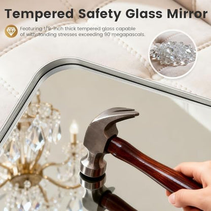 24X28Inch Brushed Nickel Bathroom Mirrors for Over Sink,AluminumFrame