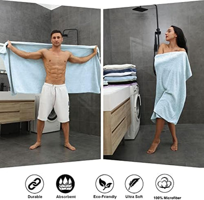Extra Large Bath Towel Sheet Set 35x70 Inches - Oversized Bath Towels Set,Jumbo Large Microfiber - Quick Dry, Lightweight,Super Soft,Highly Absorbent Towel Set for Bathroom,Hotel,SPA,Pack of 4 (Blue)