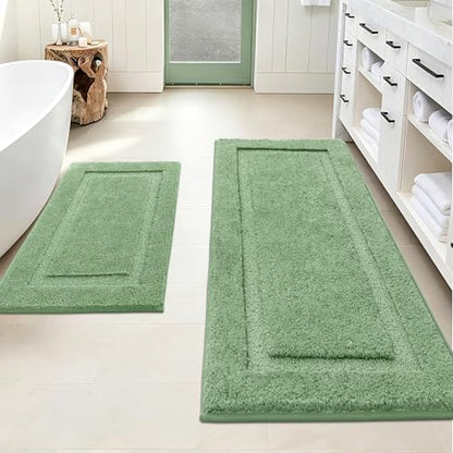 SHACOS Soft Microfiber Bathroom Rugs Set of 2 Pieces, Sage Green