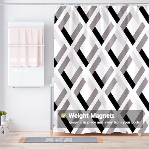 LLSCL Fabric Shower Curtain Liner with Magnets, Waterproof Hotel Quality, 72 x 72 Machine Washable