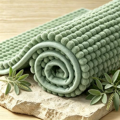 SUBRTEX Bathroom Rugs, 24" x 36" Chenille Bath Rug Soft Short Plush Bath Mat Soft Shower Mat Water Absorbent Shower Mat Quick Dry Machine Washable, Sage Green