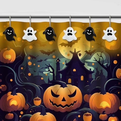 12 Pieces Halloween Shower Curtain Hooks for Bathroom