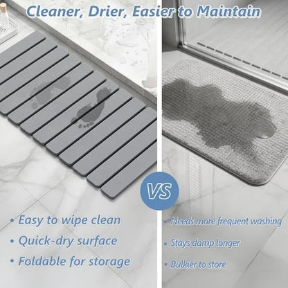AWW Foldable Stone Bath Mat, Diatomaceous, 31.5"x15.7", Grey