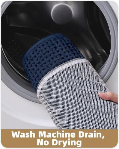 Color&Geometry 24"x36" Chenille Pile Bathroom Rugs Upgraded Denser,Blue