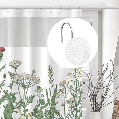 Sunlit Boho Knots Shower Curtain Hooks, Home Decorative White Shower Curtain Rings for Bathroom, Seaside Nautical Shower Curtain Hangers Bathroom Accessories, Set of 12
