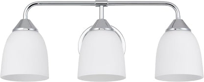 Chrome 3-Light Traditional Bathroom Vanity Light Fixtures Over Mirror, Modern Vanity Lights for Living Room, Standard E26 Base, Chrome