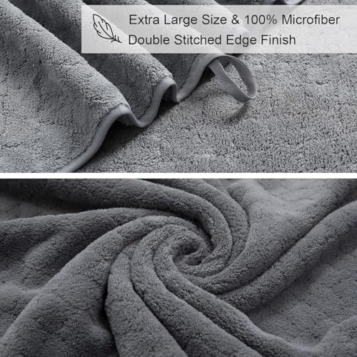 Ycosy 8 Piece Towel Set,2 Bath Sheet,2 Hand Towels and 4 Washcloths,Soft Extra Large Microfiber Towel Set,Oversized Highly Absorbent Quick Dry Towel Collection for Bathroom,Hotel,Spa-Gray