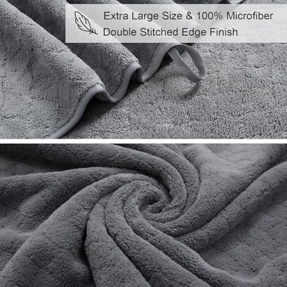 Ycosy 8 Piece Towel Set,2 Bath Sheet,2 Hand Towels and 4 Washcloths,Soft Extra Large Microfiber Towel Set,Oversized Highly Absorbent Quick Dry Towel Collection for Bathroom,Hotel,Spa-Gray