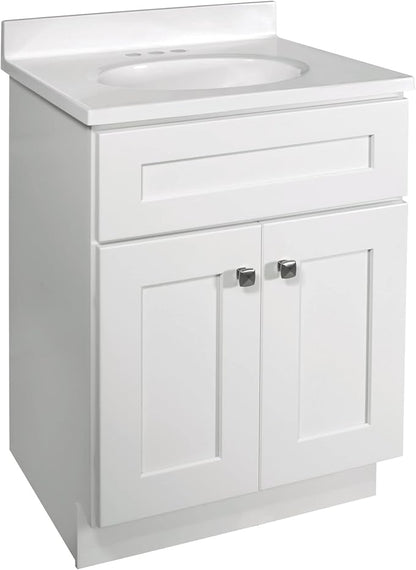 Design House Brookings Bathroom Vanity, 24", White | Adjustable Hinges, Freestanding, Contemporary/Modern, Wood, Bath, 586925