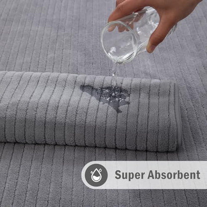 Hailea Grey Hand Towels Set 16x31 Inches,Soft Microfibers Bathroom Towel Set 2 Pack,Highly Absorbent Quick Dry Luxury Towel Hotel Spa Gym Hand Towel Collection for Bathroom