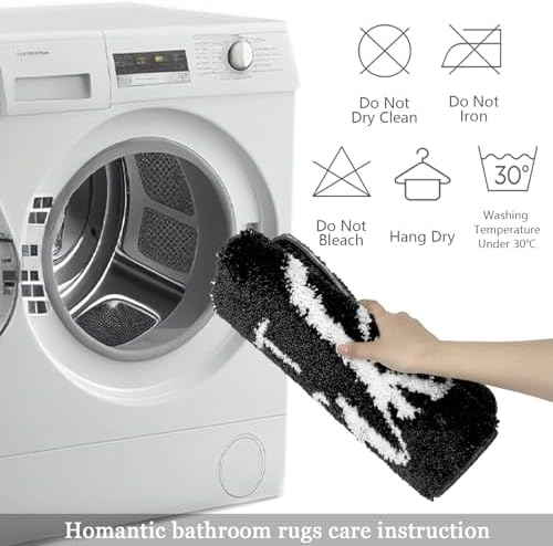 Get Naked Bath Mat - Funny Bathroom Rugs Non Slip Cute Carpet for Bathroom Floor Decor Water Absorbent Bath Rugs for Sink Bathtub and Shower Black and White Bathmat 24" x 36"