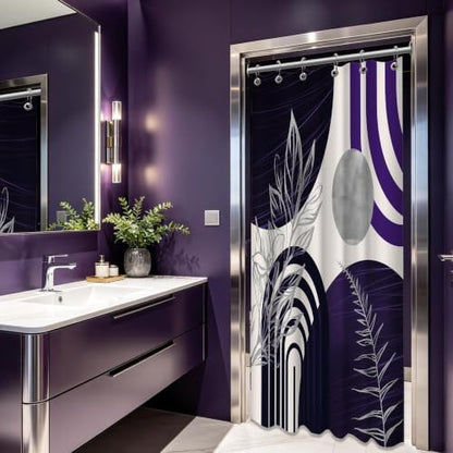 Dark Purple and Grey Stall Shower Curtain, 36X72 in Narrow Small