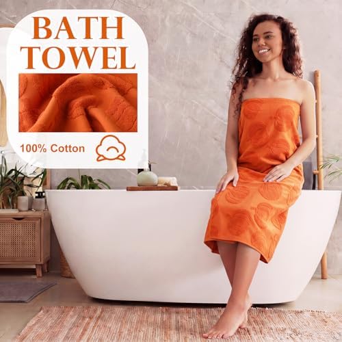 Hahafelt Decorative Bathroom Towel Set,Orange,Pumpkin