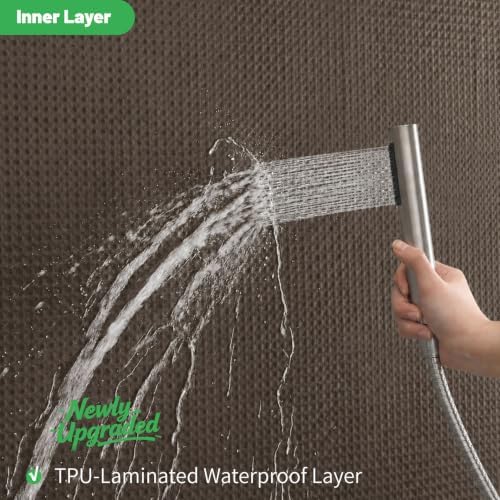 eachope No Hook Waffle Shower Curtain, No Liner Needed, 71x74 Inch, Brown