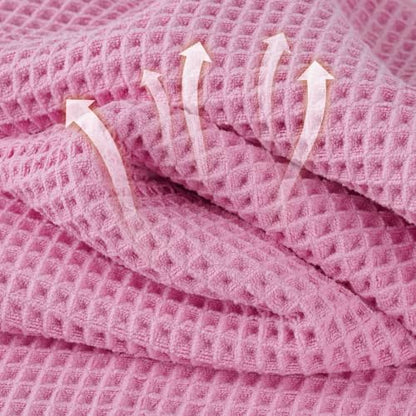 Microfiber Waffle Bath Towels, 4 Pieces, Soft, Absorbent, Fast Drying, Lint Free 430 GSM (27''x55''/68.58 cm x139.7 cm) (Gray+Pink)