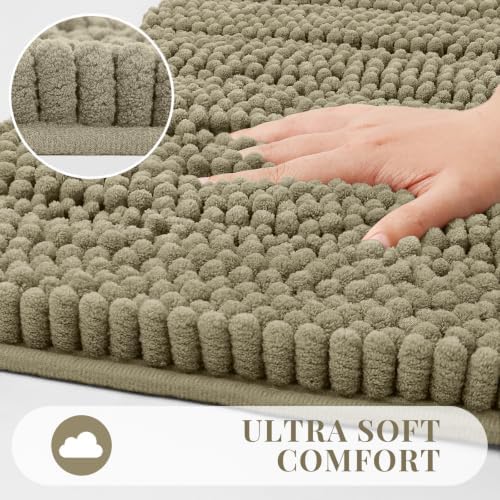 Bcoimo Small Bath Rug Mat,24x17 Chenille High Absorbent Latte Bathroom Mats