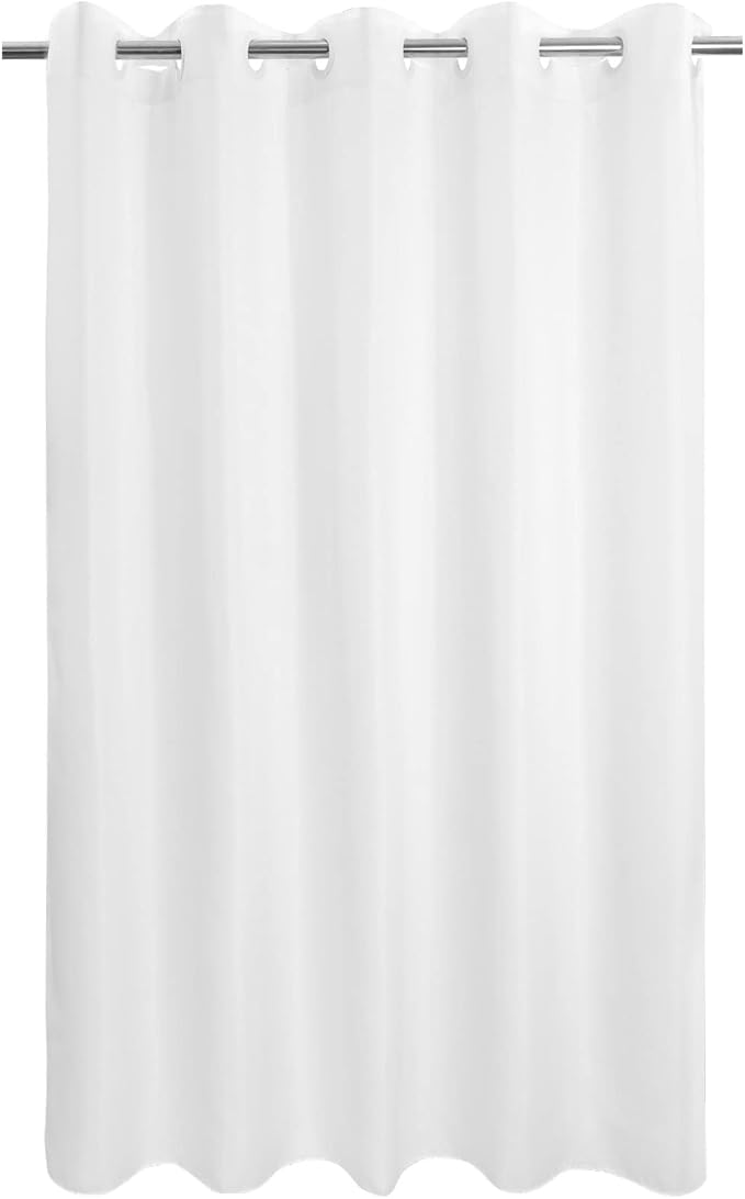 River Dream No Hook Long Shower Curtain or Liner Soft Microfiber - 75" Length Fabric Shower Curtain Liner Set, Machine Washable & Water Repellent, White, 71x77 | Waterproof Fabric Shower Curtain Set, Bottom Magnets, Soft & Machine Washable, 71W x 77H