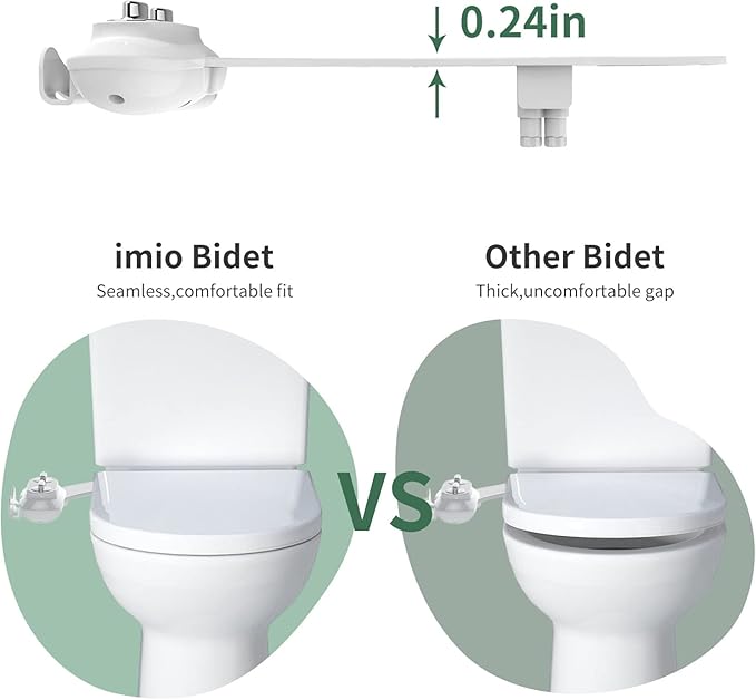 BD158 Ultra-Slim Bidet Attachment for Toilet - Non-Electric Mechanical Bidet Toilet Seat Attachment with Self-Cleaning Nozzle & Adjustable Fresh Water Pressure - Easy DIY Installation, White