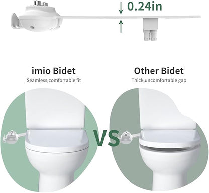 BD158 Ultra-Slim Bidet Attachment for Toilet - Non-Electric Mechanical Bidet Toilet Seat Attachment with Self-Cleaning Nozzle & Adjustable Fresh Water Pressure - Easy DIY Installation, White