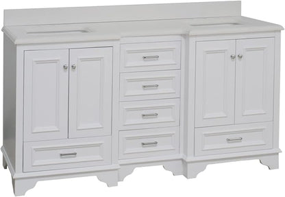 Kitchen Bath Collection Nantucket 72-inch Double Bathroom Vanity (Quartz/White): Includes White Cabinet with Stunning Quartz Countertop and White Ceramic Sinks
