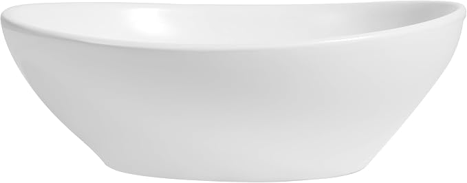 JONATHAN Y Cascade 16" x 13.5" Oval Ceramic Vessel Bathroom Sink, White | Above Counter Installation, Glossy Finish, Modern Minimalist Style, 5.75" Height, 1.75" Drain Hole