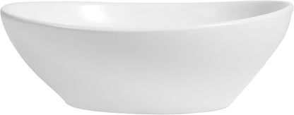 JONATHAN Y Cascade 16" x 13.5" Oval Ceramic Vessel Bathroom Sink, White | Above Counter Installation, Glossy Finish, Modern Minimalist Style, 5.75" Height, 1.75" Drain Hole