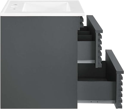 Modway Render 24" Wall-Mount Bathroom Vanity in Gray White