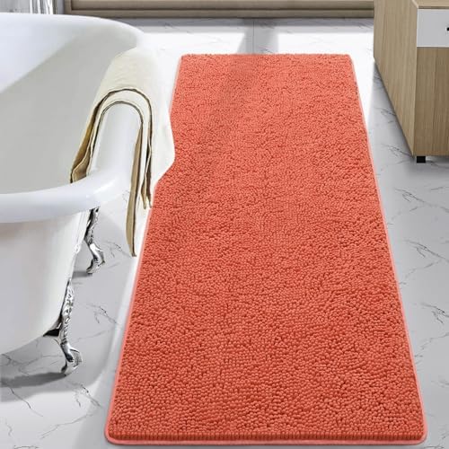 LOCHAS Luxury Bathroom Rug Shaggy Bath Mat 24 x 60 Inch, Peach