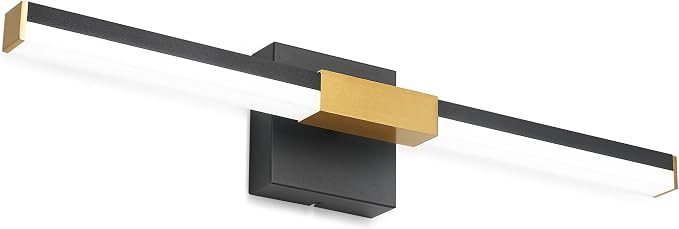 SOLFART Vanity Lights for Bathroom Dimmable: Black and Gold 24-Inch Built-in Step Dimming Bathroom Light Fixtures Over Mirror ETL IP44