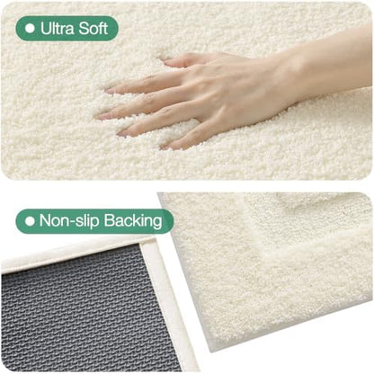 LUMI Soft Bathroom Rugs Absorbent, Non Slip Bath Mat 24x36, Ivory White