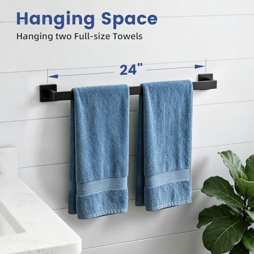 Luxbaro 20-Pieces 24 Inch Matte Black Bathroom Accessories, Wall Mounted