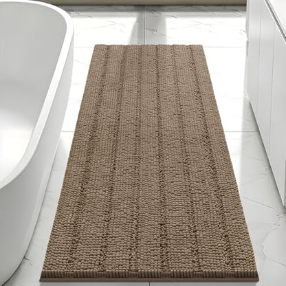 Bcoimo Bath Rug Mat,48x24 High Absorbent Latte Long Bathroom Runner Rugs