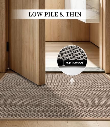 YIHOUSE Khaki Bathroom Rugs Sets 2 Pieces,Thin Bath Mat Quick Dry