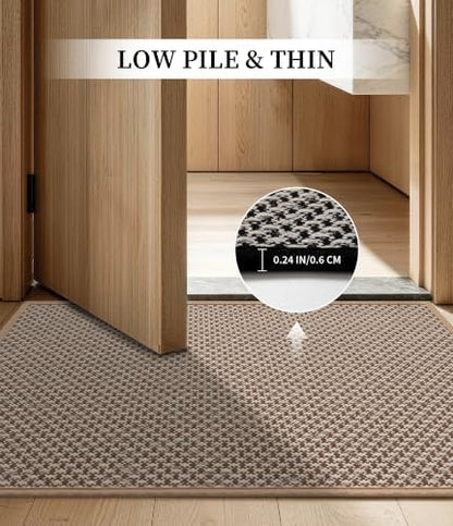 YIHOUSE Khaki Bathroom Rugs Sets 3 Pieces,Thin Bath Mat Quick Dry