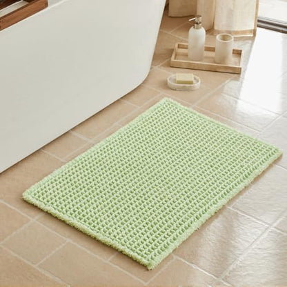 Triohero Waffle Bath Mat, Boho Bathroom Rugs Non Slip Washable, Ultra Soft Super Absorbent Quick Dry Farmhouse Bathroom Decor, 20" x 30", Pale Green