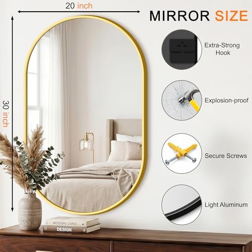 Oval Bathroom Mirror, 2 Pack 20"x30" Gold Vanity Mirror for Over Sink