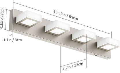 Ralbay 5 Color Temperature Brushed Nickel Vanity Lights for Bathroom Dimmable Acrylic Modern LED Bathroom Lighting Fixtures Brushed Nickel
