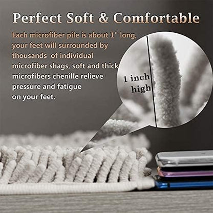 Red Bathroom Rugs Set 2 Piece Ultra Thick Bath Mats, Washable Soft Chenille Bathroom Sets, Bathtub Mat, Ultra Absorbent Bath Carpet