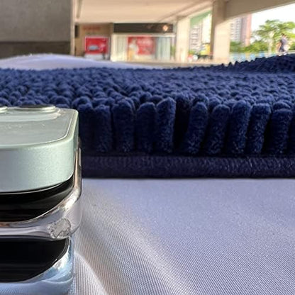 Non Slip Washable 2 Piece Extra Absorbent Shaggy Chenille Bathroom Rugs and Mats Sets, Soft & Dry Bath Rug/Mat Sets for Bathroom Washable Carpets Set Navy Blue Blue