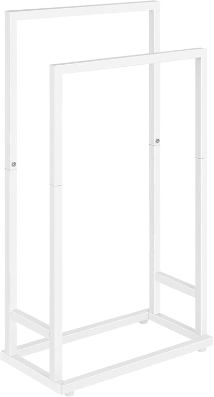 Towel Rack, 2 Tier Stainless Steel Towel Racks Stand for Bathroom, Hand Towel Drying Rack Holder, Towel Bar Stand Blanket Rack, White