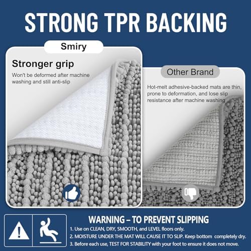 Smiry Bathroom Rugs 70X24, Extra Soft Rubber Backing Chenille Bath Mats