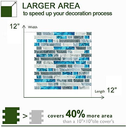 STICKGOO 10-Sheet Peel and Stick Backsplash Tiles Blue, Self Adhesive Kitchen Backsplash in Sapphire (Thicker Design)